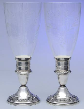 Strasbourg (Sterling, Hollowware, Older) Pair of Weighted Hurricane Lamp & Globe
