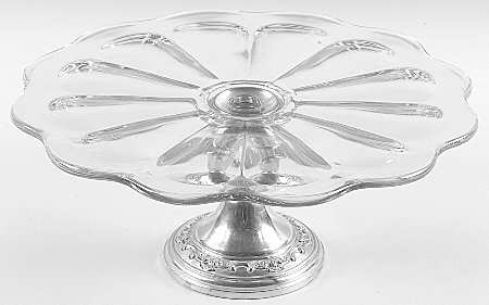 Strasbourg (Sterling, Hollowware, Older) Glass Cake Plate with Sterling  Base