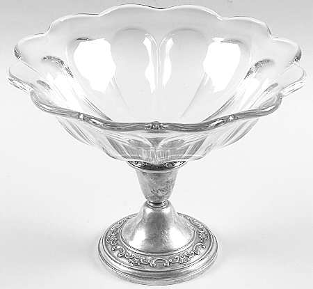 Strasbourg (Sterling, Hollowware, Older) Glass Fruit Bowl & Sterling Base