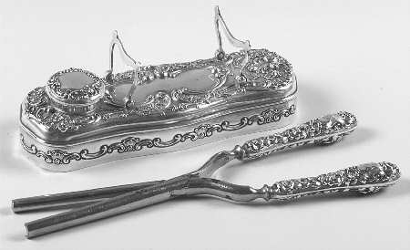 Strasbourg (Sterling, Hollowware, Older) Curling Iron Heater with Comp Iron