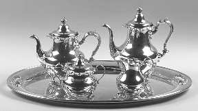 Strasbourg (Sterling, Hollowware, Older) 5 Piece Tea Set (SCP, STP, SCR, SSU, WTL)