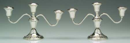 Strasbourg (Sterling, Hollowware, Older) Pair of 3 Light Small Candelabra