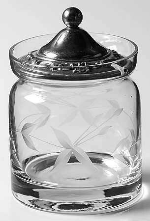 Strasbourg (Sterling, Hollowware, Older) Crystal Jam Jar & Silver Lid