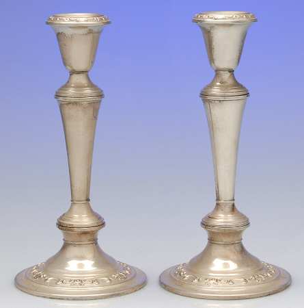 Strasbourg (Sterling, Hollowware, Older) Pair of 9" Weighted Candlesticks