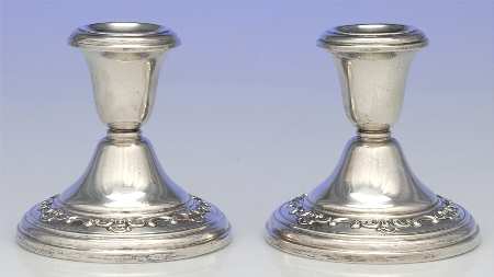 Strasbourg (Sterling, Hollowware, Older) Pair of Weighted Candleholders