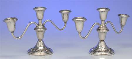 Strasbourg (Sterling, Hollowware, Older) Pair of Weighted 3 Light Candelabra