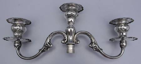 Louis XV (Sterling, Hollowware, Newer, Scroll Edge) 3-Light Sterling Candelabra Branch