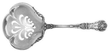 King George (Sterling, 1894, No Monograms) Solid Bon Bon Spoon with Pierced Bowl