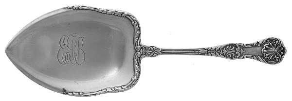 King George (Sterling, 1894, Monograms) Large Solid Pie Knife