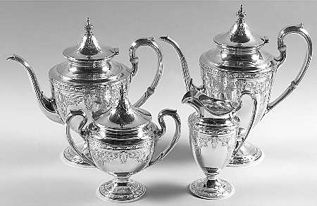 Cinderella (Sterling, Hollowware) 4 Piece Tea Set (SCP, STP, SCR, SSU)