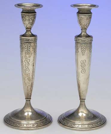 Cinderella (Sterling, Hollowware) Pair of 10" Candlesticks