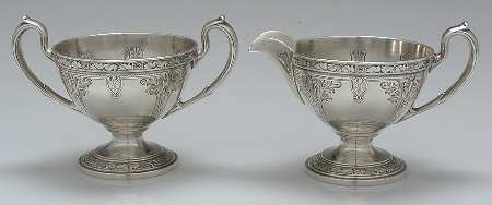 Cinderella (Sterling, Hollowware) Mini Sterling Creamer and Open Sugar