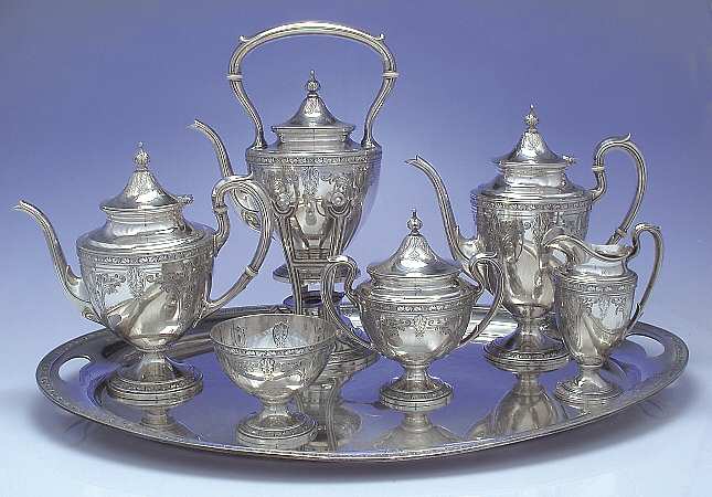 Cinderella (Sterling, Hollowware) 7 Piece Tea Set (SCP, STP, SCR, SSU, SWB, SKES & WTL)