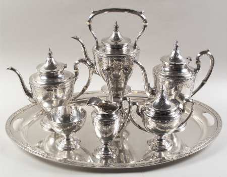 Cinderella (Sterling, Hollowware) 6 Piece Tea Set (SCP, STP, SCR, SSU, SWB, WTL)