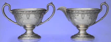 Cinderella (Sterling, Hollowware) Mini Sterling Creamer and Open Sugar
