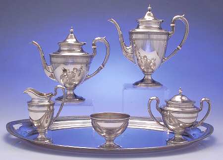Edgeworth (Sterling, Hollowware) 6 Piece Tea Set (SCP, STP, SCR, SSU, SWB, WTL)