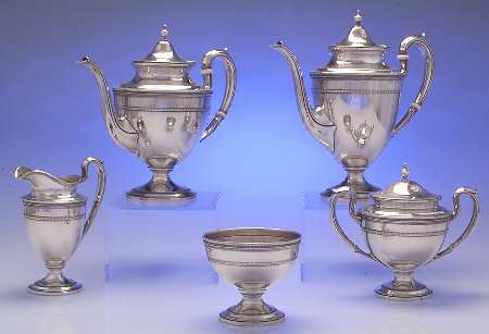 Edgeworth (Sterling, Hollowware) 5 Piece Tea Set (SCP, STP, SCR, SSU, SWB)