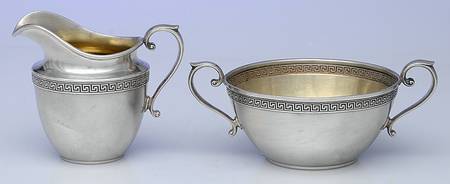Etruscan (Sterling, Hollowware) Mini Sterling Creamer and Open Sugar
