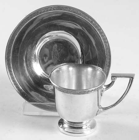 Etruscan (Sterling, Hollowware) Sterling Demitasse Cup and Saucer