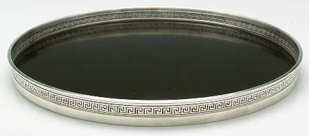 Etruscan (Sterling, Hollowware) 12" Round Lucite Tray with Sterling Band