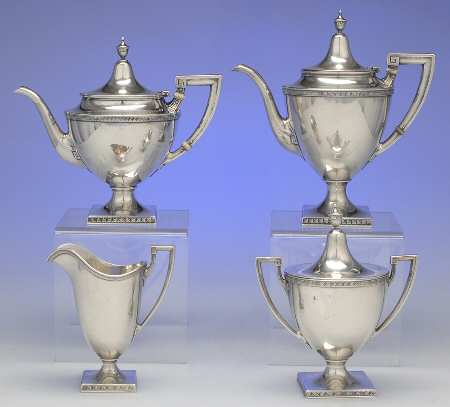Etruscan (Sterling, Hollowware) 4 Piece Tea Set (SCP, STP, SCR, SSU)