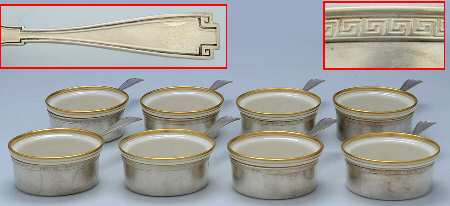 Etruscan (Sterling, Hollowware) Set of 8 Ramekin Holder & Shape 3 Lenox Liners