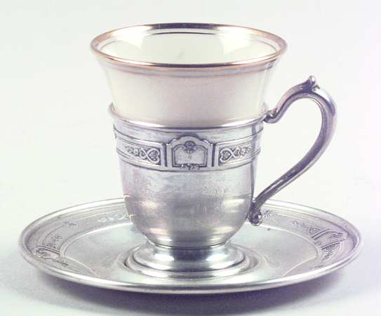 Princess Patricia (Sterling, Hollowware) Sterling Demitasse Cup, Saucer and Liner