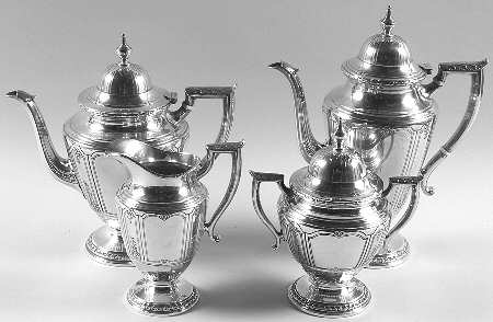Princess Patricia (Sterling, Hollowware) 4 Piece Tea Set (SCP, STP, SCR, SSU)