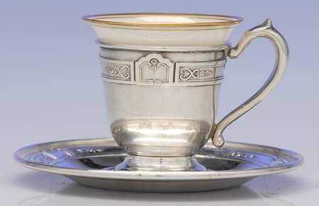 Princess Patricia (Sterling, Hollowware) Demitasse Cup and Saucer with Lenox Liner