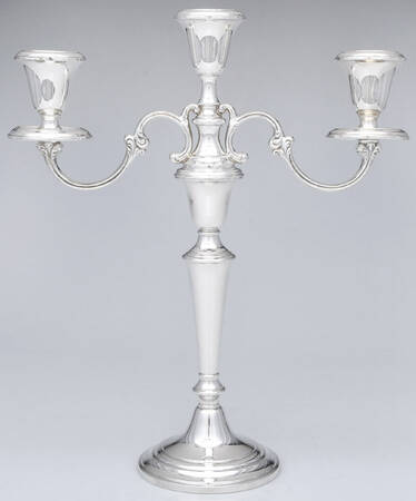 Puritan (Sterling, Hollowware) 3 Light Weighted Candelabra