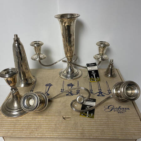 Puritan (Sterling, Hollowware) 4 Way/2 Lite Candelabrum with Vase-Weighted