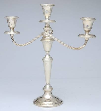 Puritan (Sterling, Hollowware) 13" Weighted 3 Light Candelabra