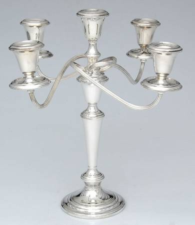 Puritan (Sterling, Hollowware) Weighted 5 Light Candelabra