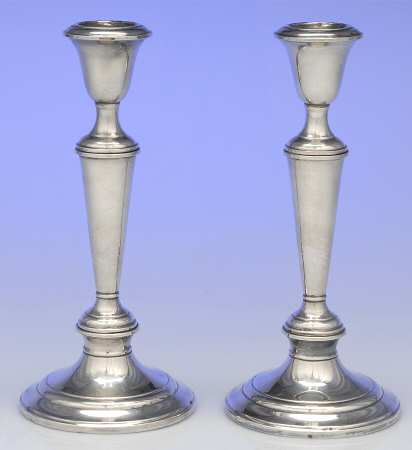 Puritan (Sterling, Hollowware) Pair of Weighted Candlesticks