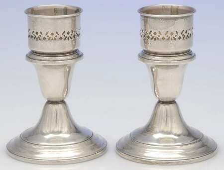 Puritan (Sterling, Hollowware) Pair of Hurricane Lamp Bases