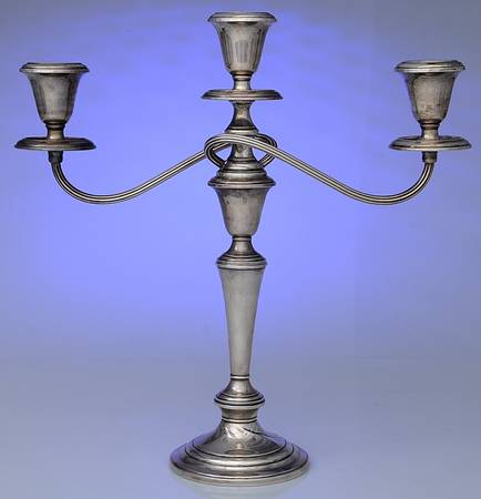 Puritan (Sterling, Hollowware) 14" 3 Light Weighted Candelabra