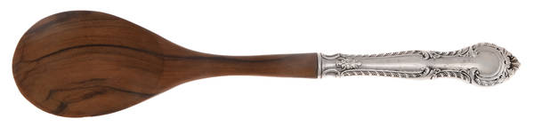 English Gadroon (Sterling, 1939, No Monos) Salad Serving Spoon Wooden Bowl