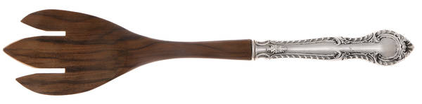 English Gadroon (Sterling, 1939, No Monos) Salad Serving Fork Wooden Prongs