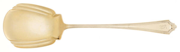 Plymouth (Sterling, 1911, Monograms) Oversize Solid Salad Serving Spoon