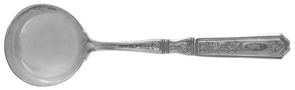 St. Dunstan-Chased (Sterling, 1917, Monograms) Round Bowl Soup Spoon (Bouillon)
