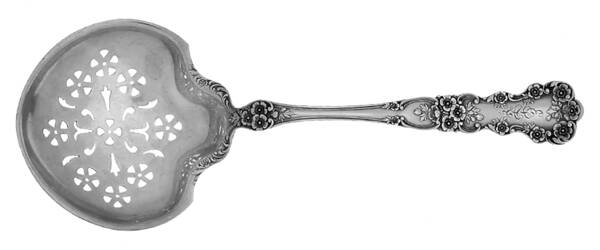 Buttercup (Sterling, Lion-Anchr-G, 1899, Mono) Large Pierced Pea Serving Spoon