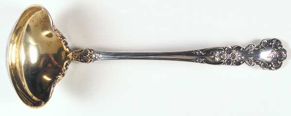 Buttercup (Sterling, Lion-Anchor-G, 1899, No Monos) Decorated Bowl/Rim Large Solid Soup Ladle
