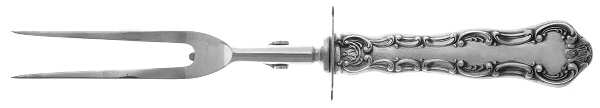 Strasbourg (Sterling, "Gorham", 1897) Lg Carving/Roast Fork-Stn Prong w/Sterling Guard