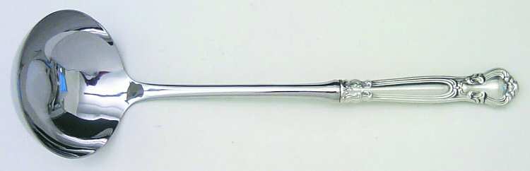 Chantilly (Sterling, 1895, Lion-Anchr-G, Monograms) Soup Ladle with Stainless Bowl HC