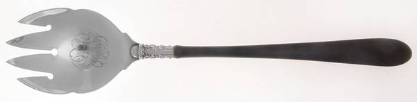 Chantilly (Sterling, 1895, Lion-Anchor-G, No Mono) Ebony Handle Chafing Dish Serving Fork