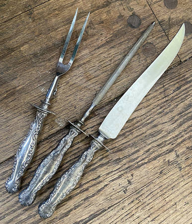 Louis XV (Sterling, 1891) (3 Pc)Carving Set-Lg Stnbl/Roast w/Sterling Guard