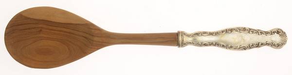 Louis XV (Sterling, 1891) Salad Serving Spoon with Wooden Bowl
