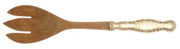 Louis XV (Sterling, 1891) Salad Serving Fork with Wooden Prongs