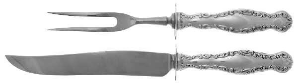 Louis XV (Sterling, 1891) 2 Piece Small Carving Set W/ Sterling Guard