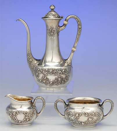 Fleury (Sterling, 1909, Hollowware) 3 Piece Mini Tea Set